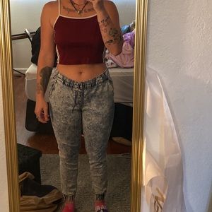 Blue acid wash cardigans